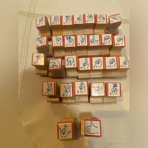 VINTAGE - American Sign Language Wooden Blocks